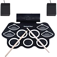 Los mejores  - Asmuse Batería Electrónica Portátil Tambor E-Drum Plegable de Mesa con Almohadillas de Silicona Sensibles a 9…